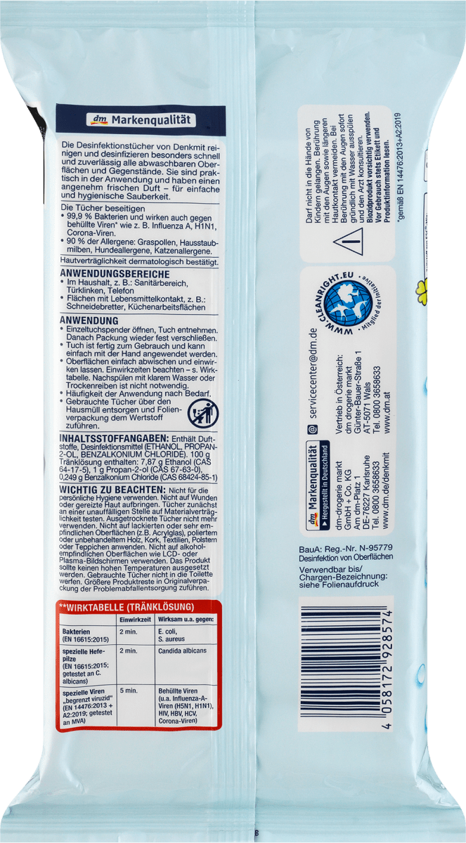 Desinfektionstücher für Flächen, 40 St