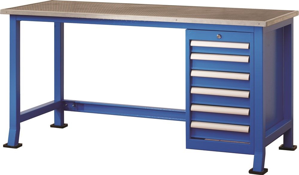 Tavolo da lavoro Huvema K3131 con 6 cassetti e piano in MDF