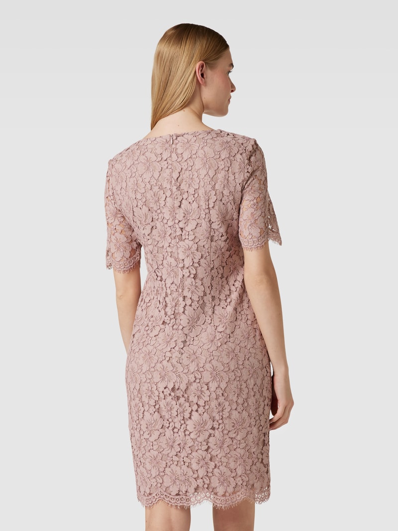 Cocktailkleid aus Spitze mit floralem Allover-Muster in taupe