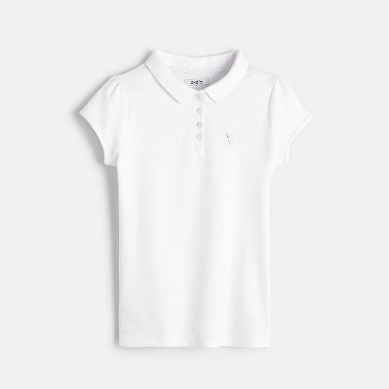 Polo uni blanc fille