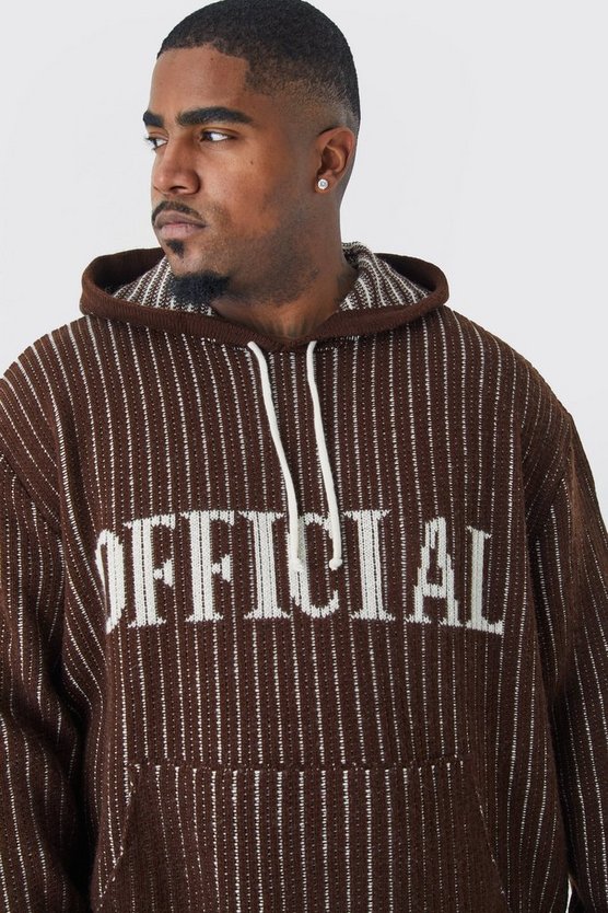Plus gerippter Oversize Strick-Hoodie