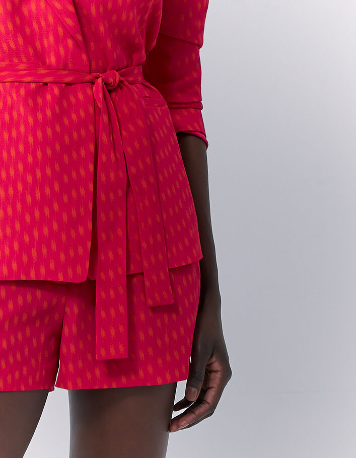 Veste de tailleur ceinturée imprimé fuschia femme