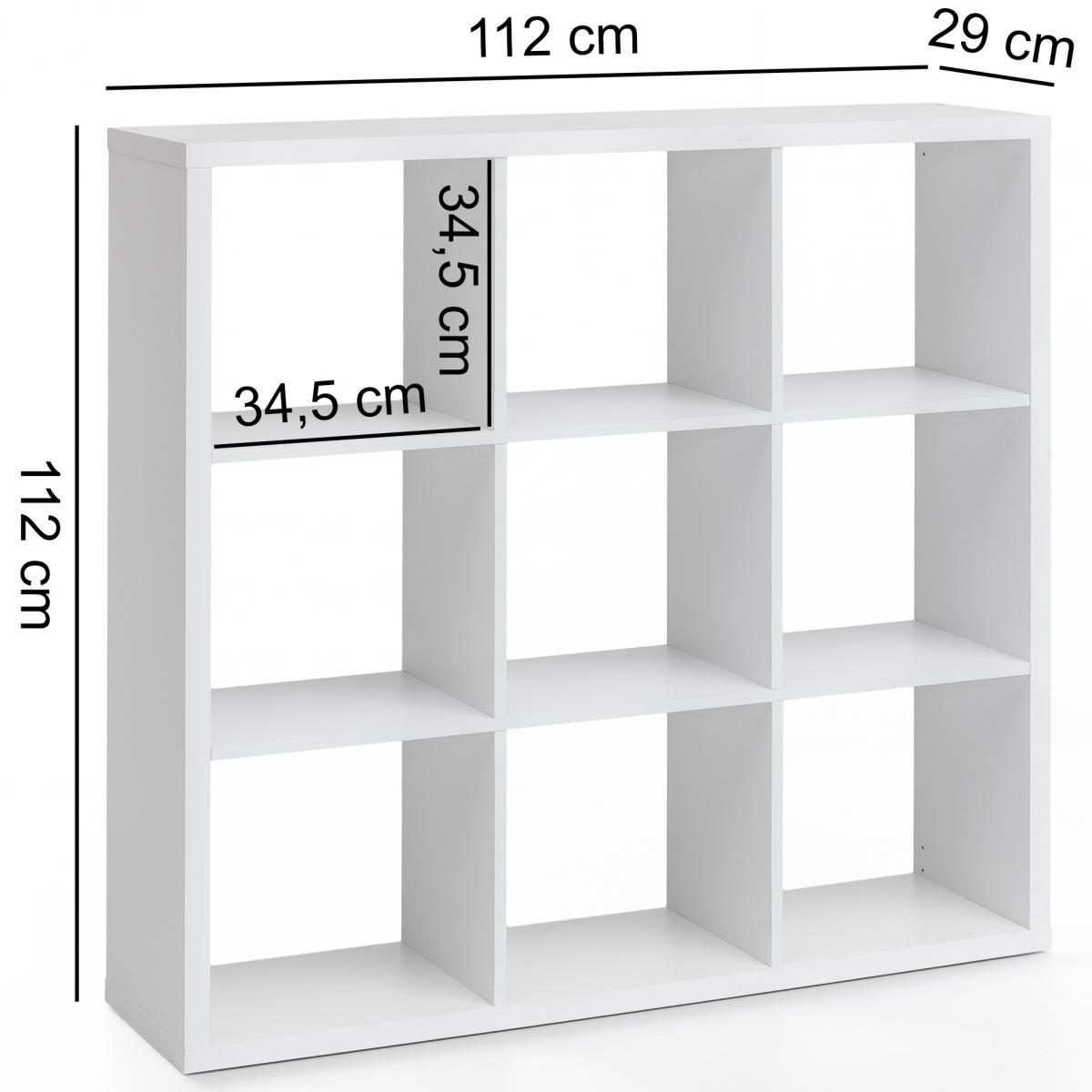 Wohnling Würfelregal EDDIE 112x29x112 cm 9 Fächer Weiß