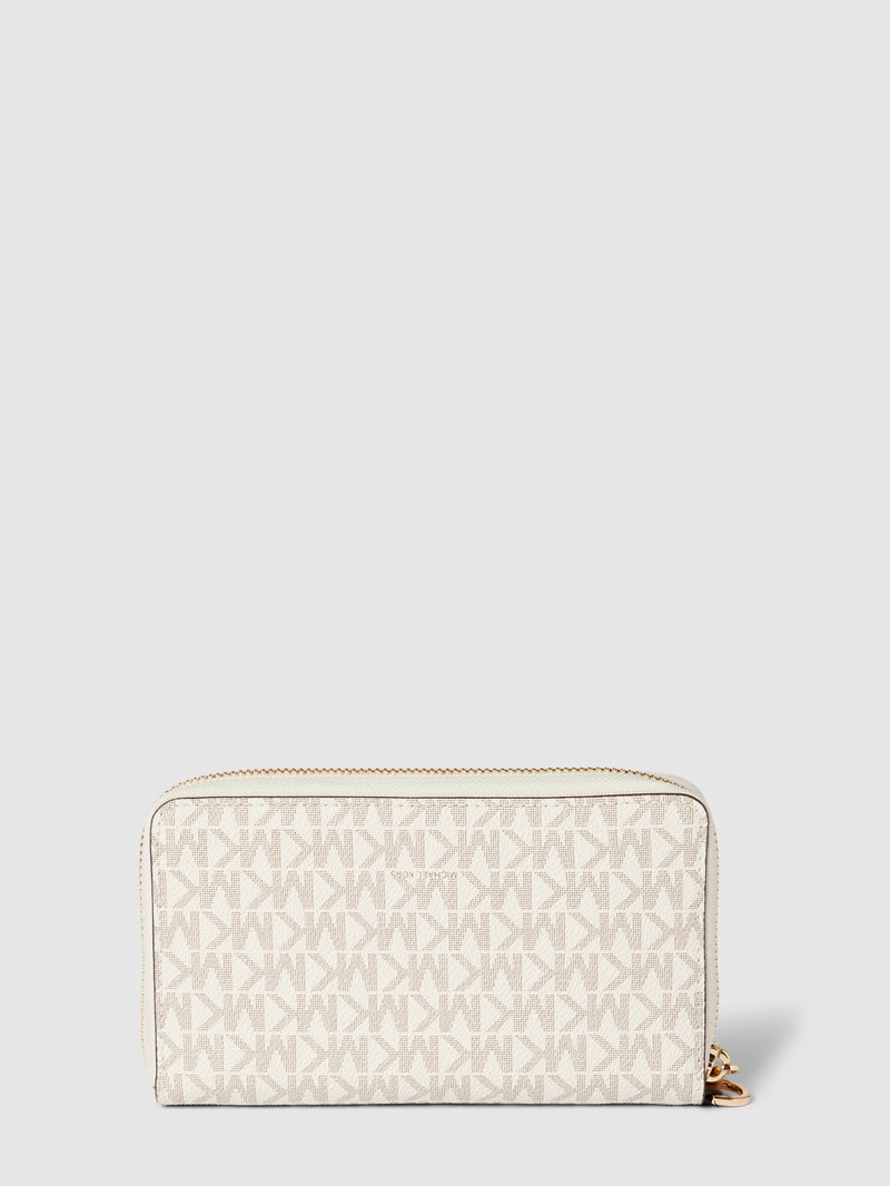 Portemonnaie mit Allover-Logo-Muster Modell 'JET SET' in ecru