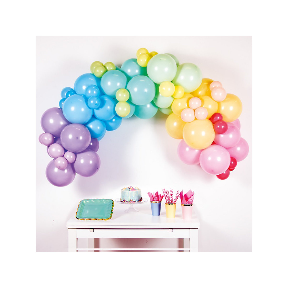 DIY Ballongirlande von Amscan pastell Regenbogen 4 m