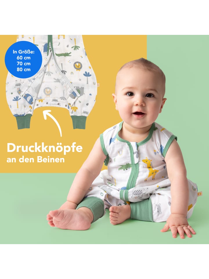 Schlummersack Musselin Schlafsack mit Füßen, 0.5 TOG in Dunkelgrün günstig kaufen