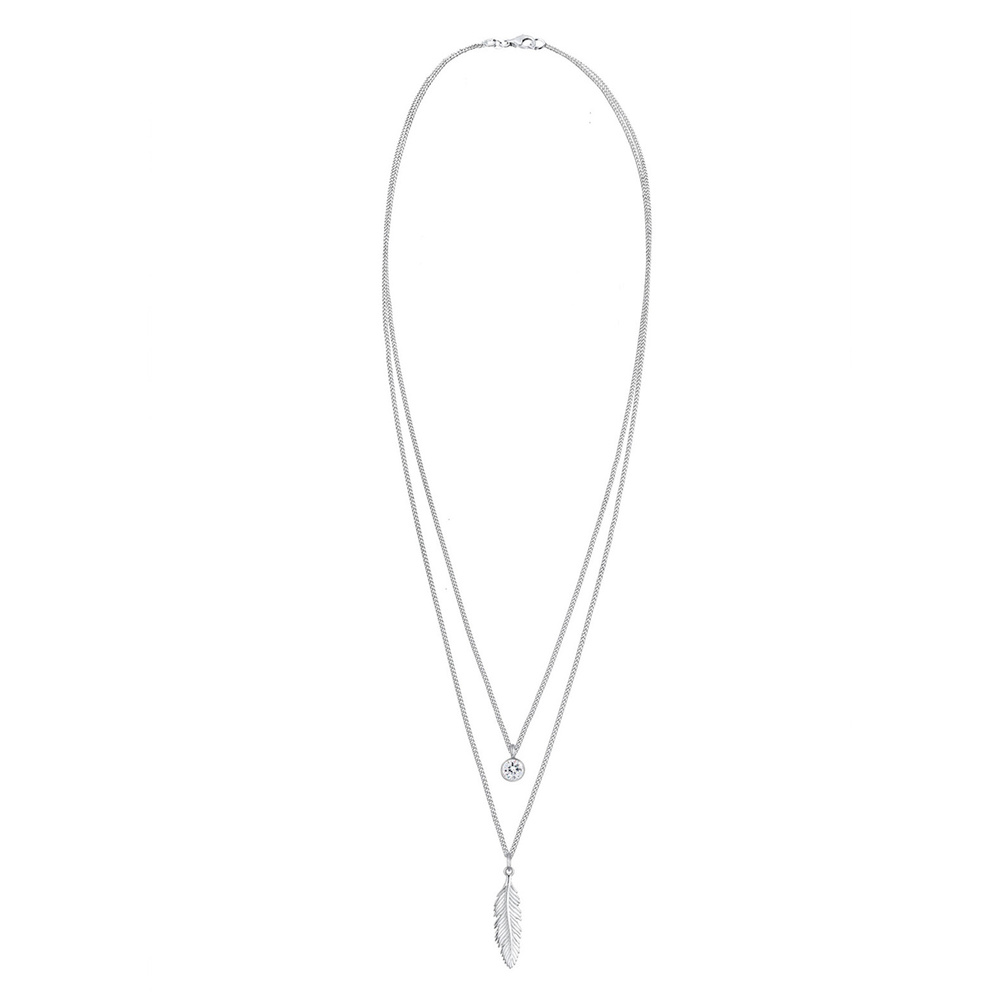 Elli Elli by Julie & Grace Collier Femme Plume Boho Festival avec Cristal en Argent St collier