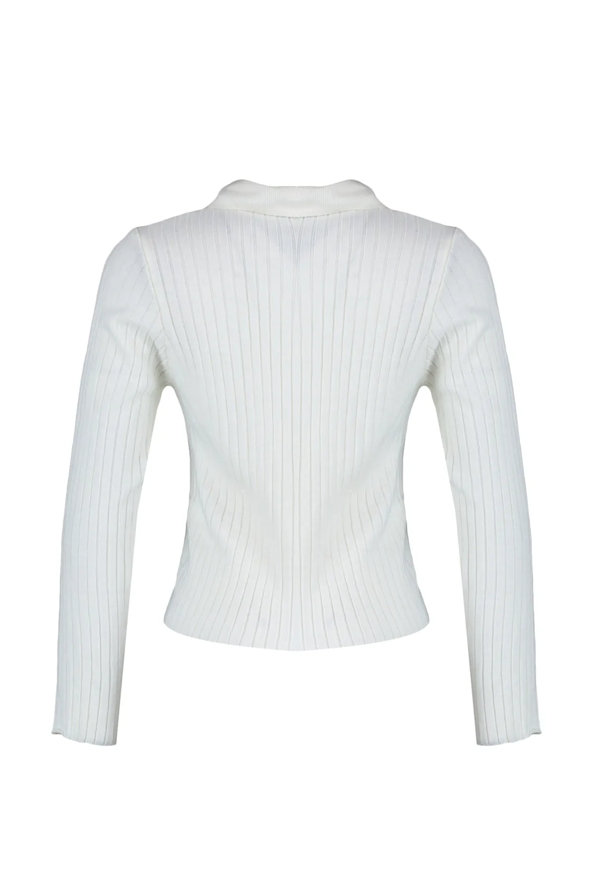 Trendyol Collection  Ecrufarbener Strickcardigan mit Polokragen TWOAW23HI00143