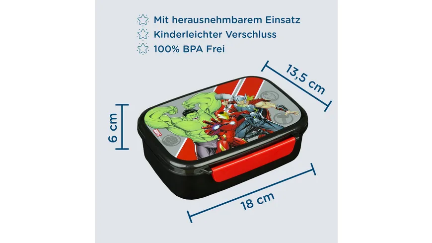 Scooli - Brotzeitdose mit herausnehmbaren Einsatz Avengers