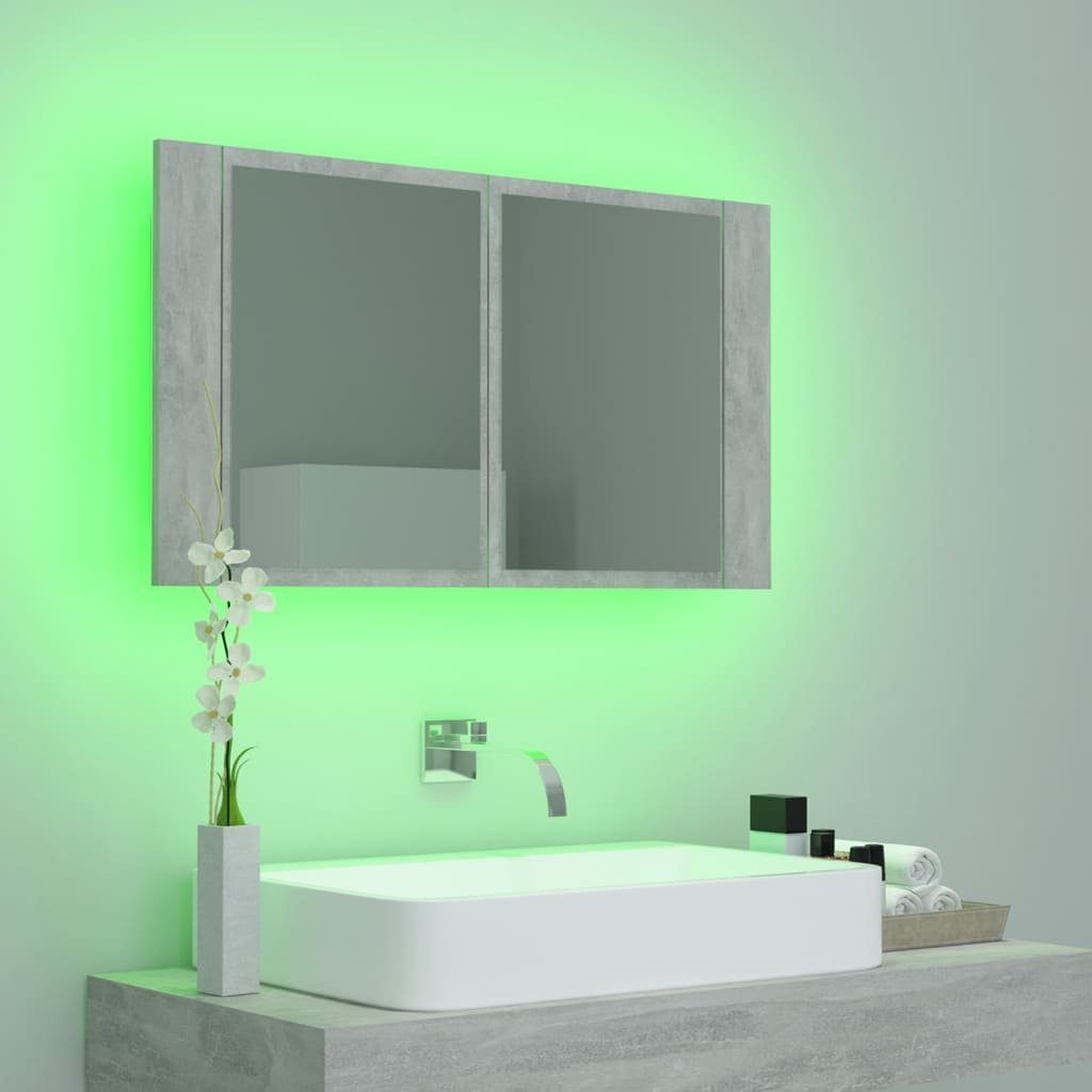 vidaXL Badezimmerspiegelschrank LED-Bad-Spiegelschrank Betongrau 80x12x45 cm Acryl (1-St)