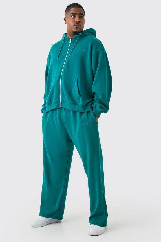 Plus Oversize Official Trainingsanzug mit Reißverschluss und Kapuze