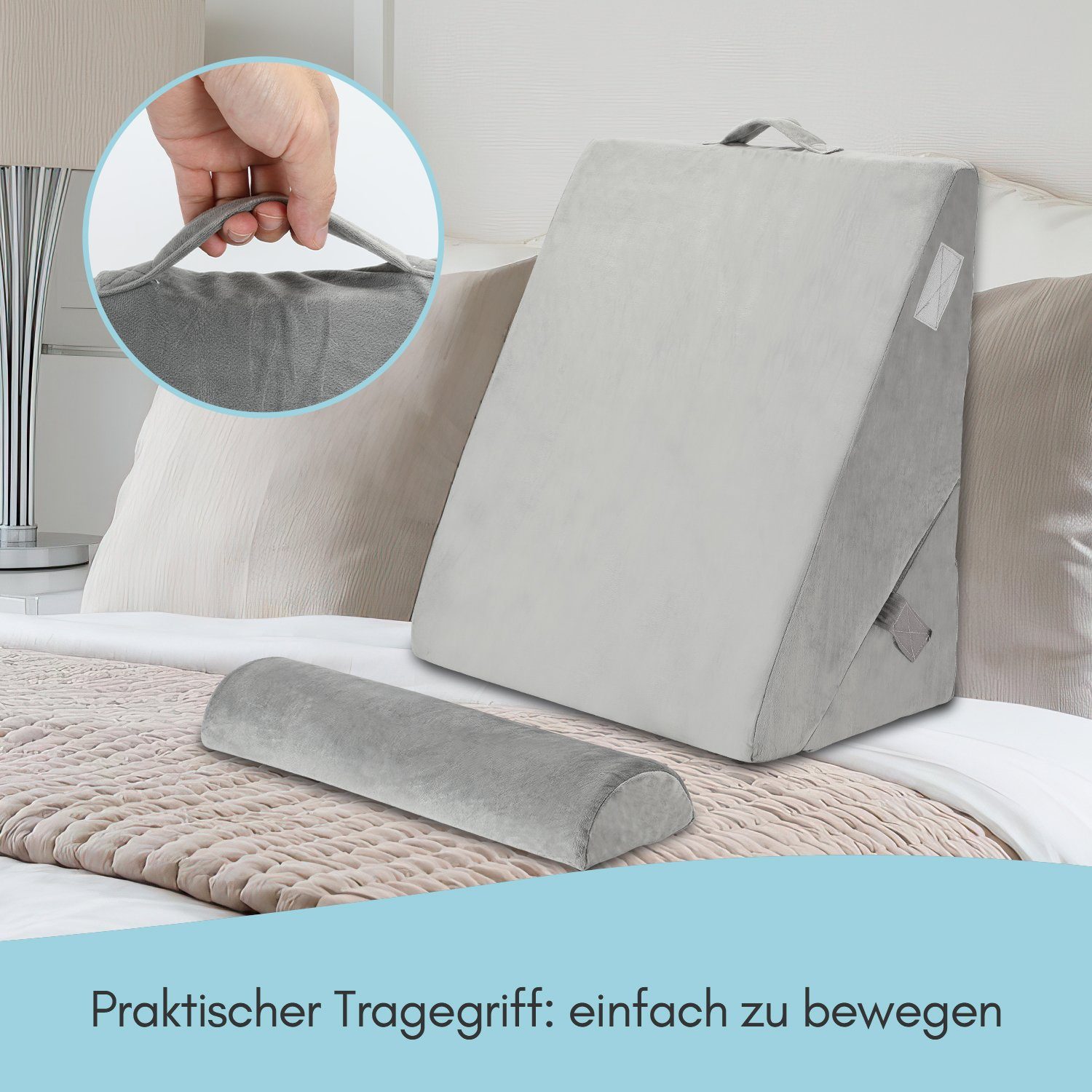Lospitch Keilkissen 3-tlg. Lesekissen Bett Rückenkissen Lendenkissen für Bett und Sofa