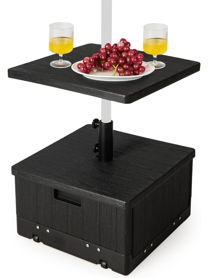COSTWAY 3-in-1 Sonnenschirmständer Beistelltisch in Schwarz günstig kaufen onesize