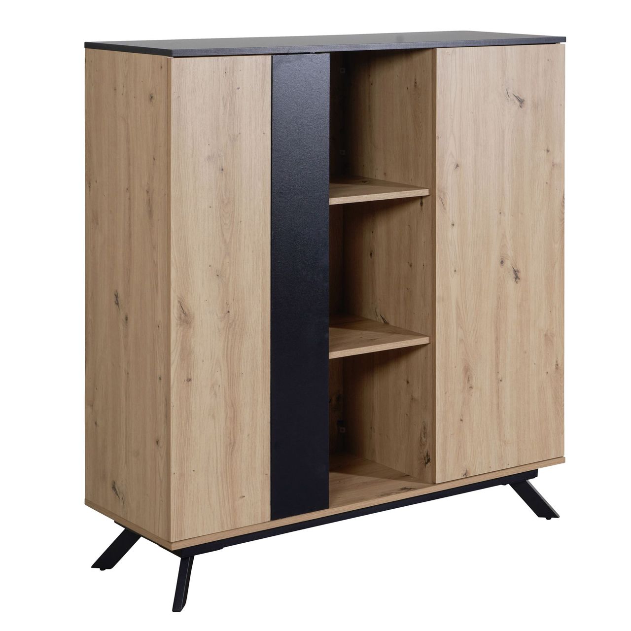 Skyport WOHNLING Highboard 110x125x40 cm MDF Sideboard Eiche Dekor Kommode Anrichte
