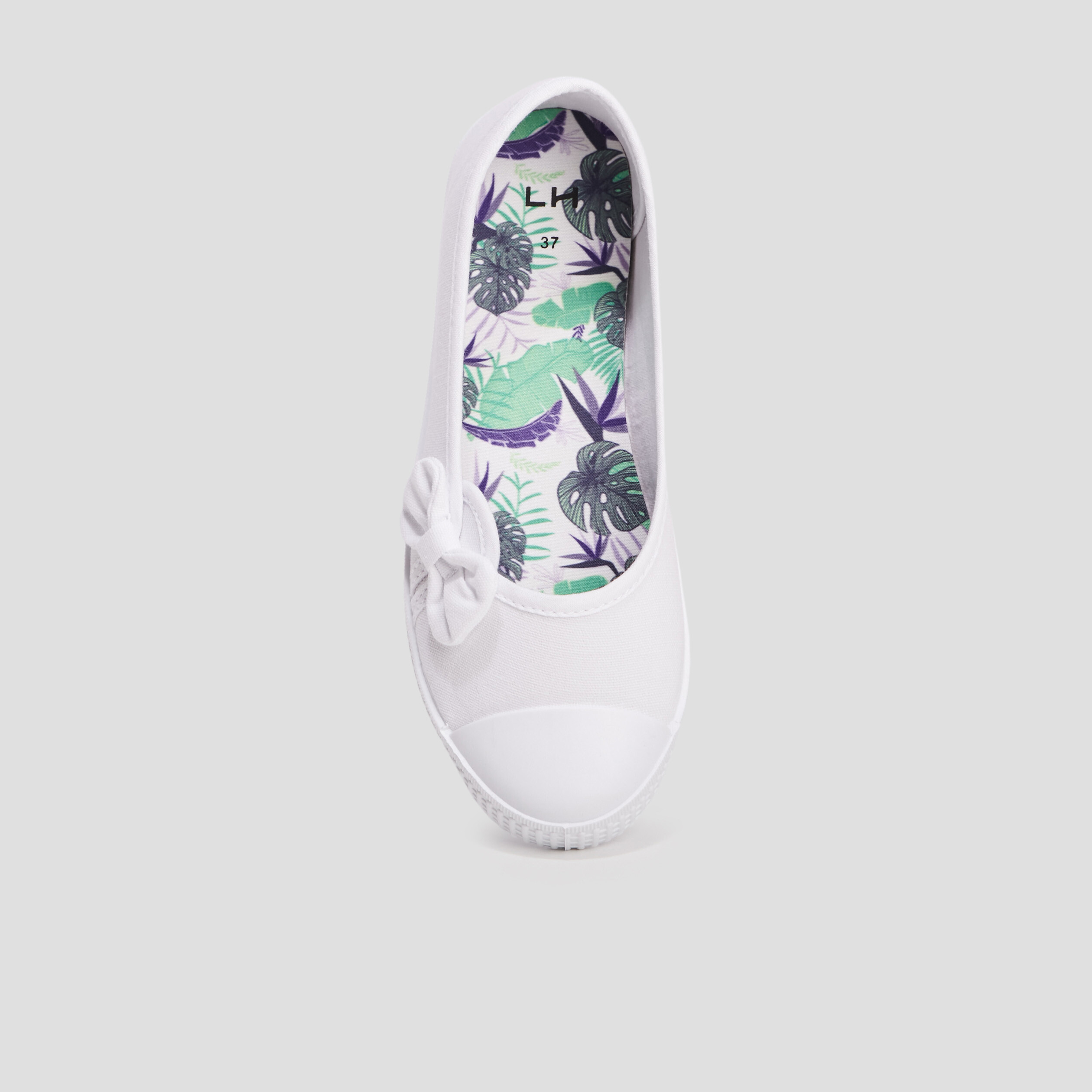 Ballerines en toile avec noeuds blanc femme | La Halle