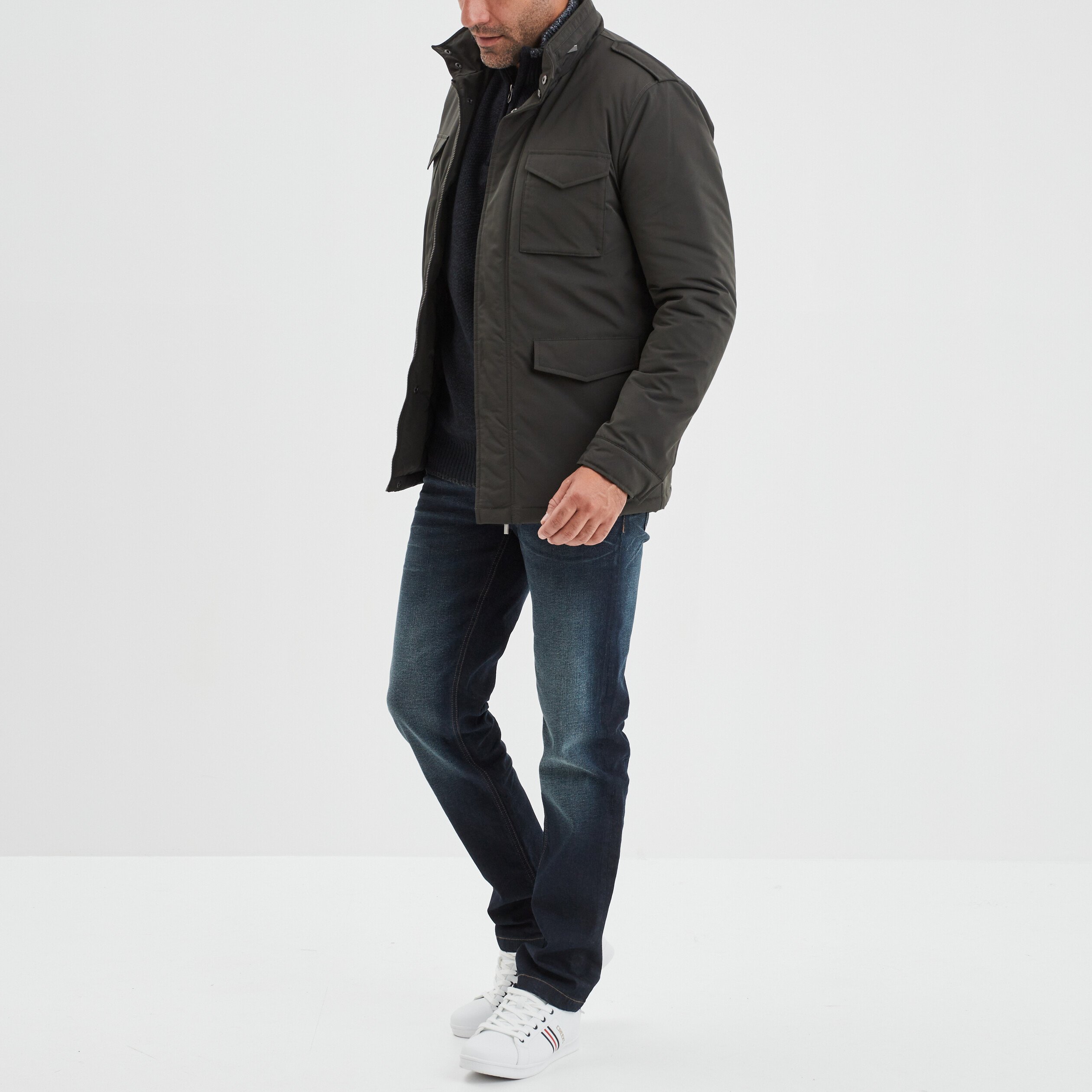 Pull camionneur zippé droit Creeks bleu foncé homme | La Halle