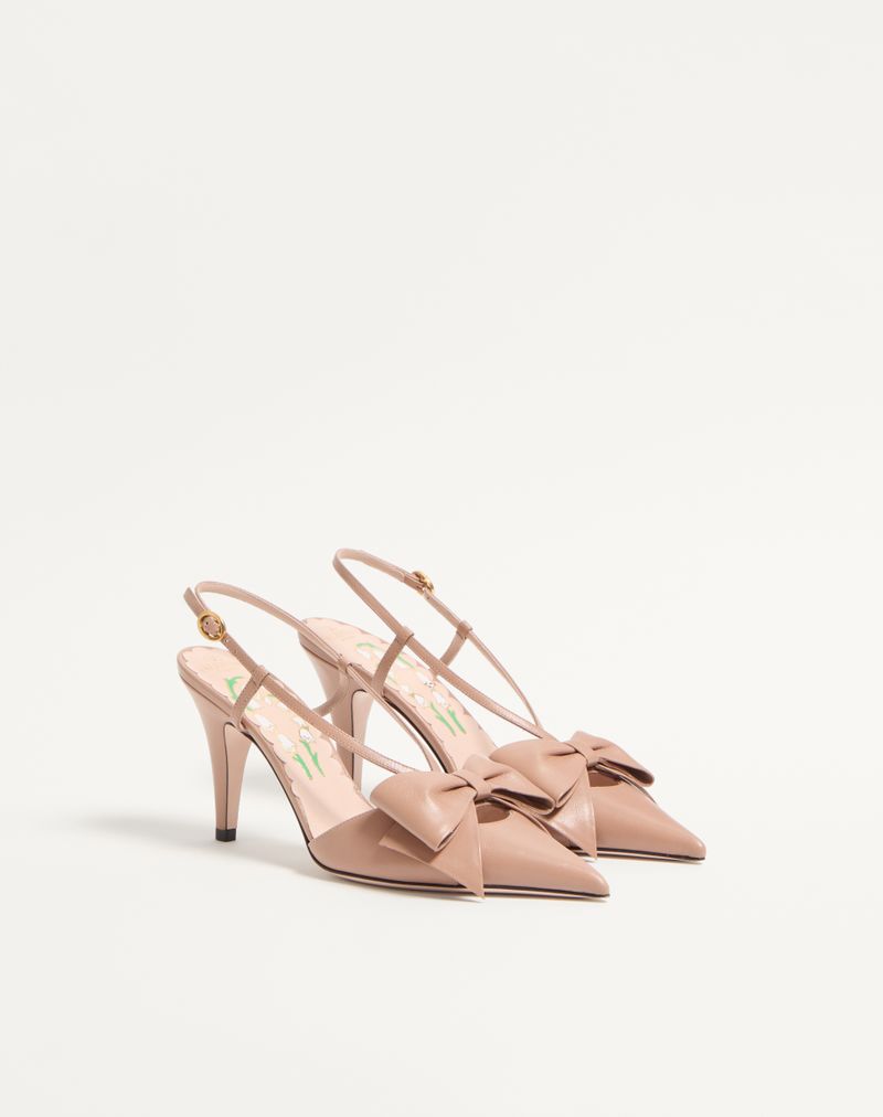 Sapatos de salto Bowow Slingback em couro de cabra de 85 mm