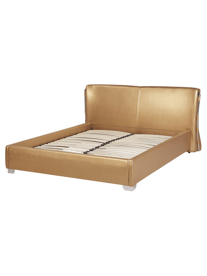 Beliani Doppelbett mit LED PARIS in Gold/Silber - (W) 195 x (H) 83 x (L) 228 cm günstig kaufen onesize