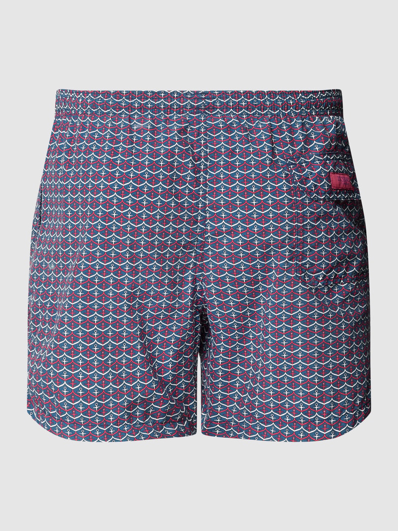 Badehose mit Allover-Muster Modell 'ANCORE' in marineblau