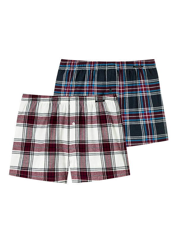Schiesser, Set, Boxershorts, braun-blau kariert