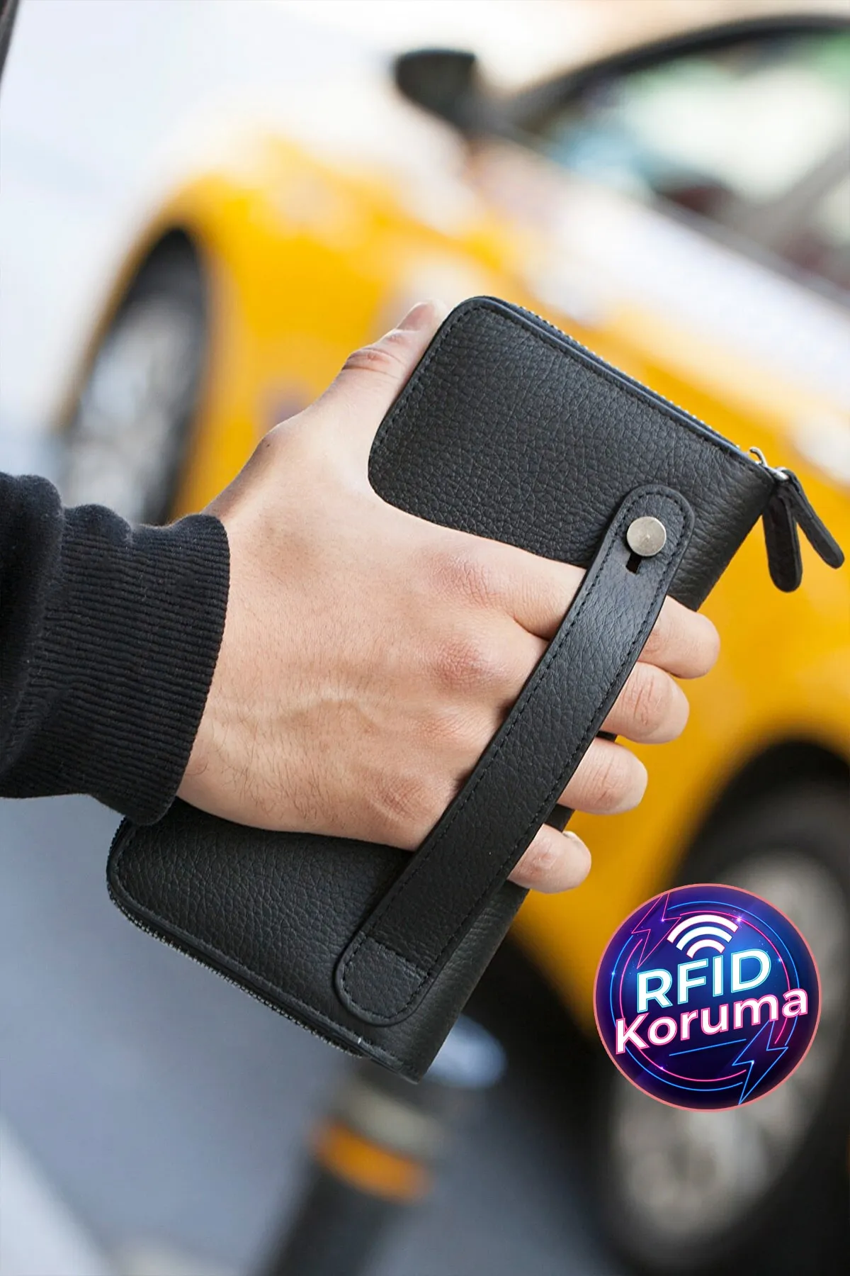 Garbalia  Orleans Handtasche aus echtem Leder, schwarz, RFID-blockierend, mit Telefonfach, Geldbörse, Kartenhalter