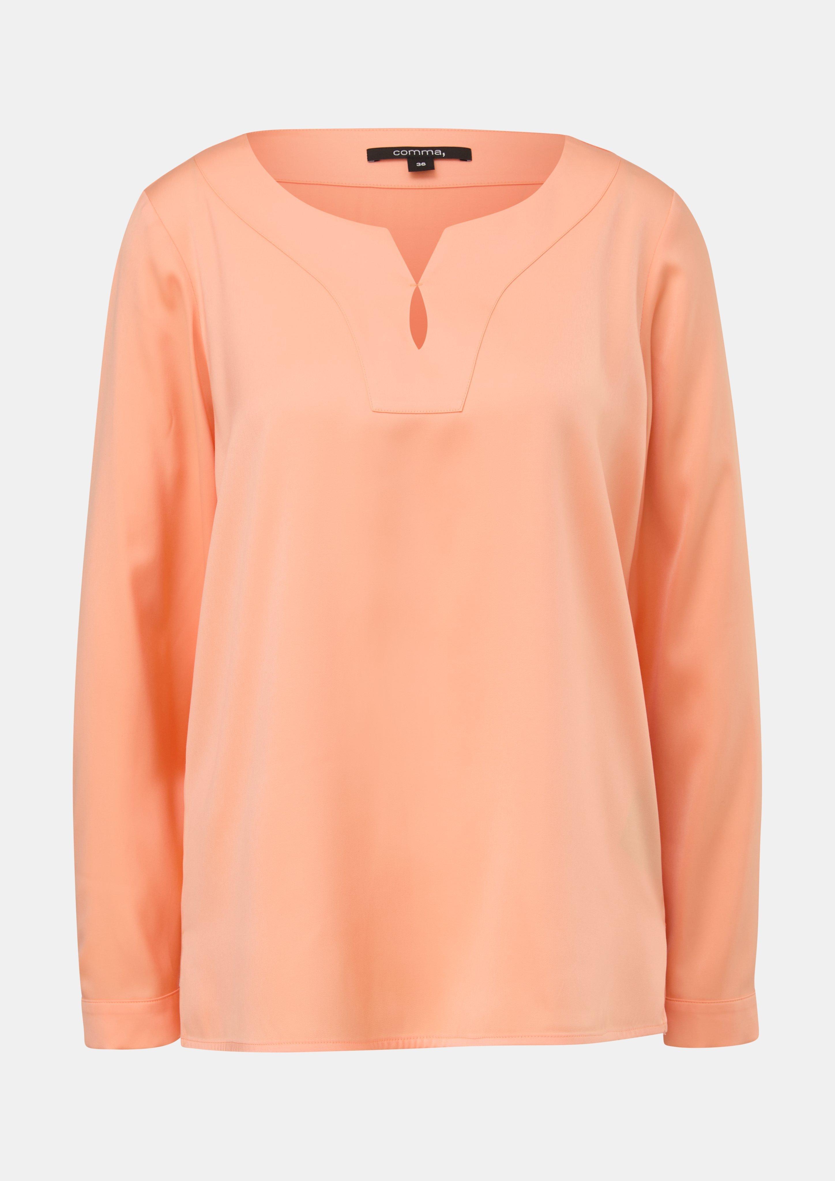 Satinbluse mit Tunika-Ausschnitt - papaya