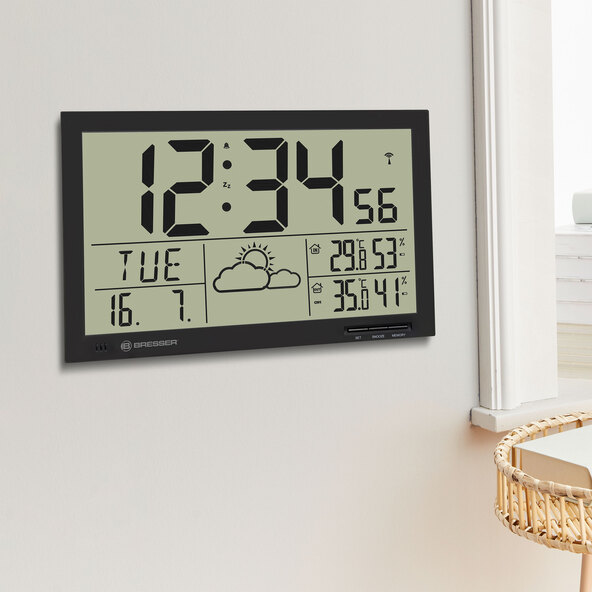 LCD-Wetter-Wanduhr MyTime Jumbo, schwarz