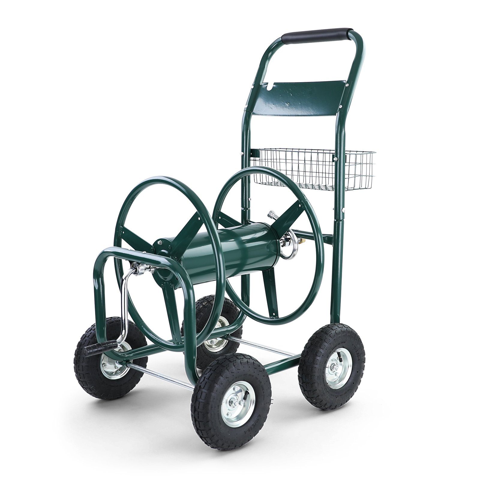 RAMROXX Schlauchwagen Schlauchwagen Handwagen mit Kurbel Grün bis 106m Gartenschlauch