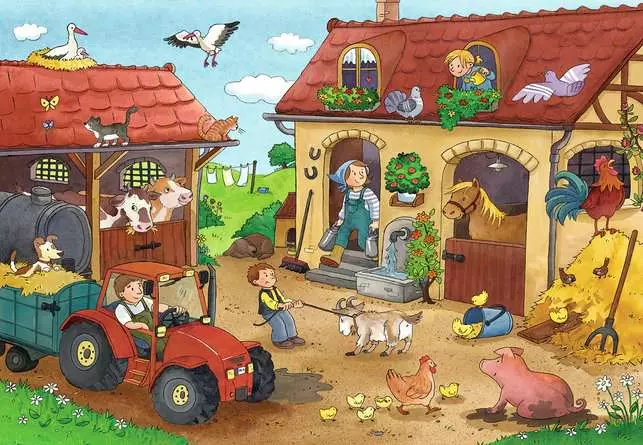 Kinderpuzzle ab 3 Jahren - Fleißig auf dem Bauernhof - 12 Teile