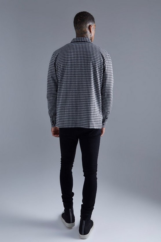 Jacqaurd Hahnentritt Overshirt mit Reißverschluss