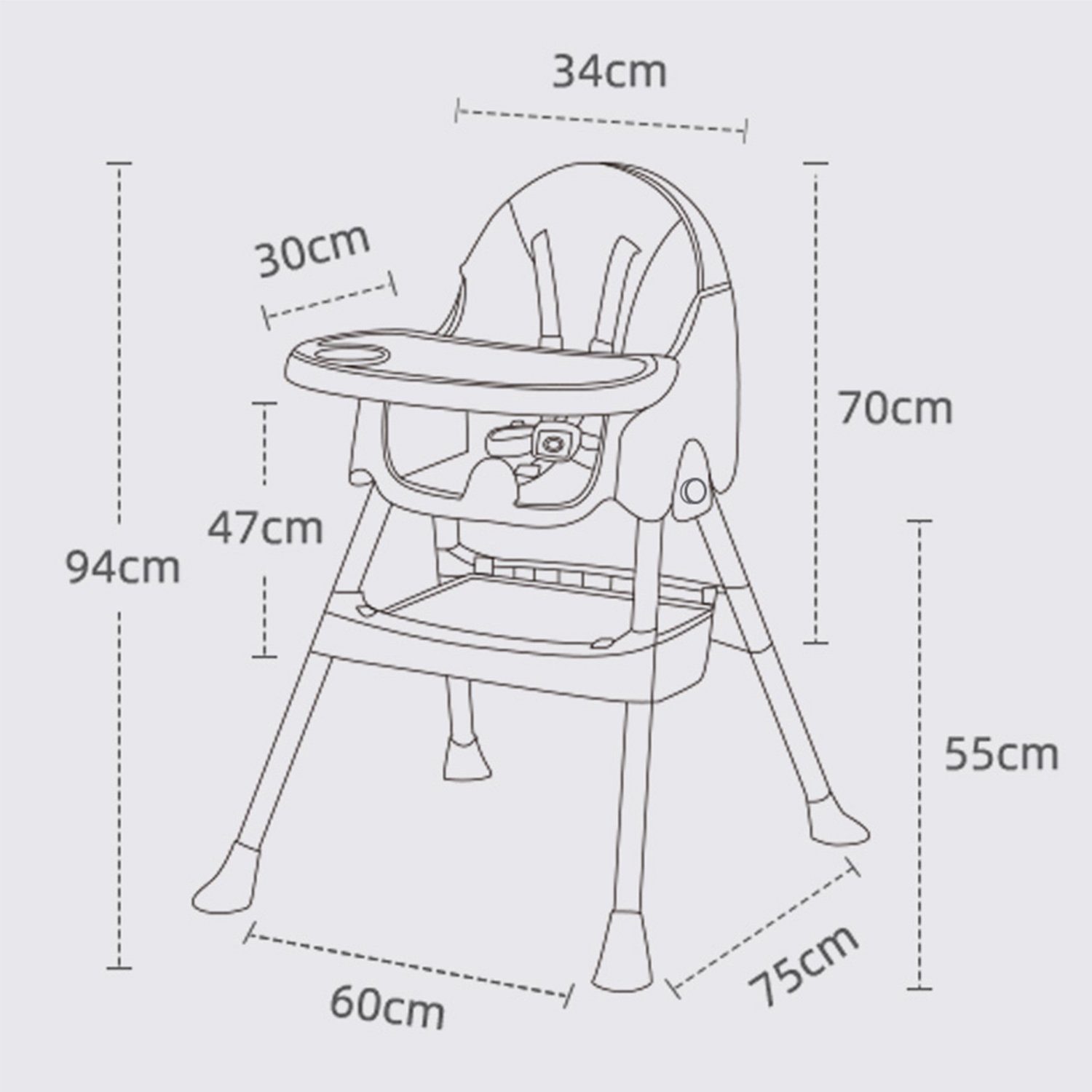 FOXSPORT Kinderklappstuhl Hochstuhl Kinder Hochstuhl 2 in 1 Babystuhl Kombihochstuhl (mit Ablagekorb, mit 5-Punkt-Sicherheitsgurt, wasserdichtes abnehmbares Tablett), klappbar, 6 Monate bis 4 Jahre, 50kg belastbar, violett/ grün (Türkis)