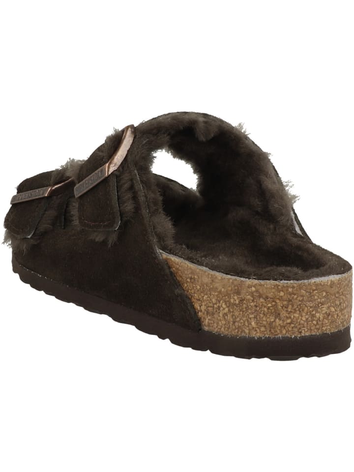 Birkenstock Clogs Arizona Lammfell Veloursleder normal in dunkelbraun günstig kaufen 36