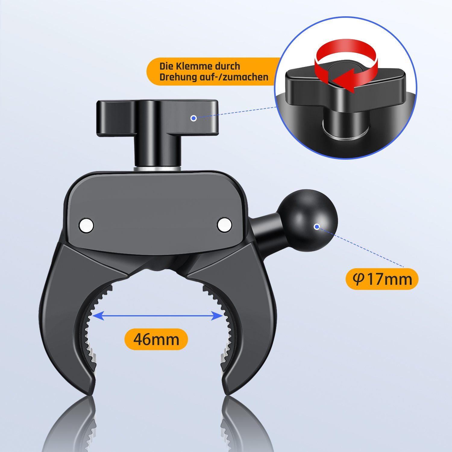 oyajia Fahrrad Handyhalterung Universal Motorrad Handy Halterung Handy-Halterung, (Für iPhone / Samsung / Huawei / XIAOMI Serie Telefon, für 5-7 Zoll Smartphone mit 360° Drehbar)