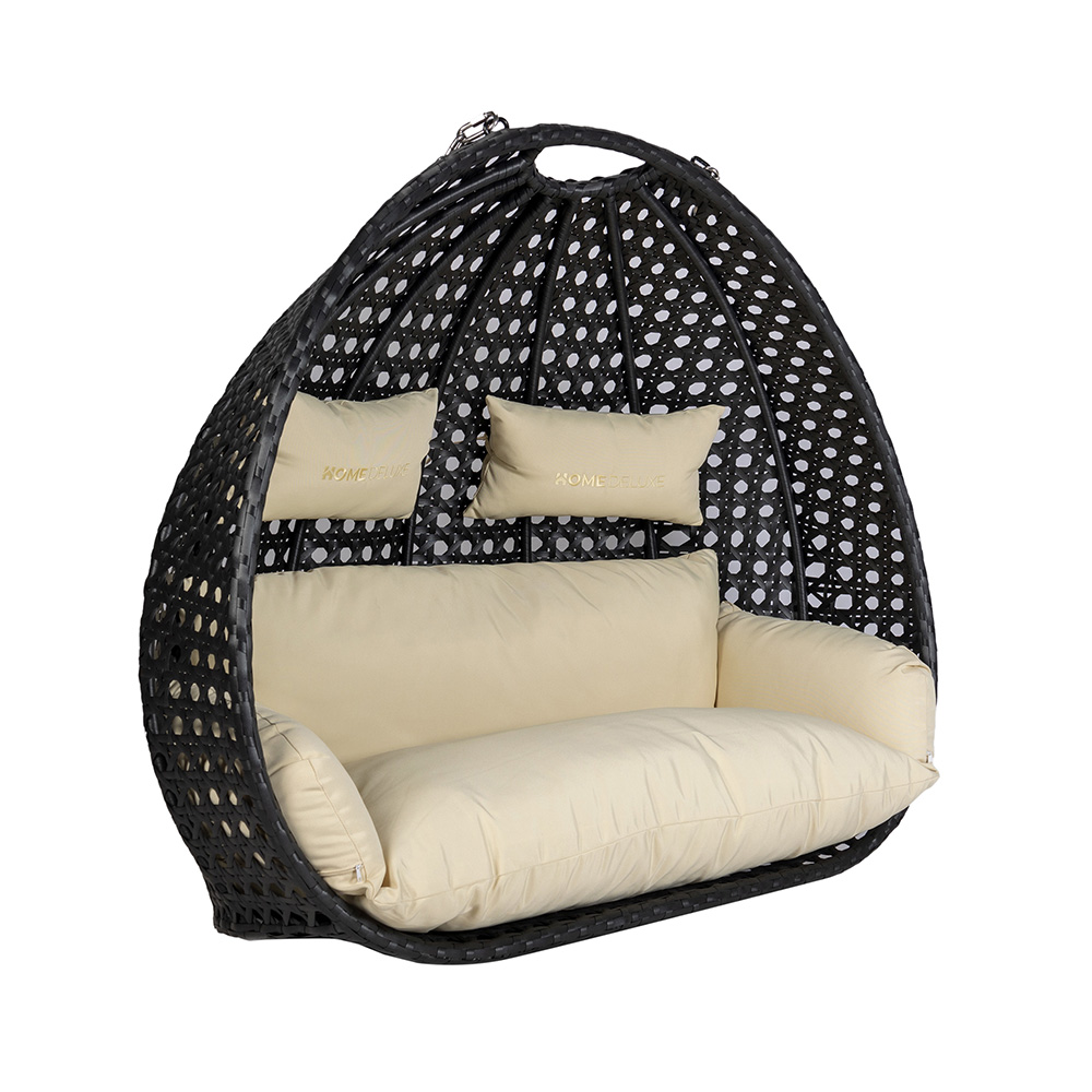 Home Deluxe Polyrattan Hängesessel TWIN DELUXE - Schwarz