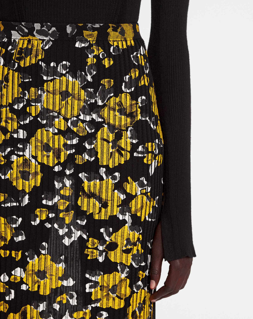 JUPE MIDI EN SOIE ET COTON IMPRIMÉE