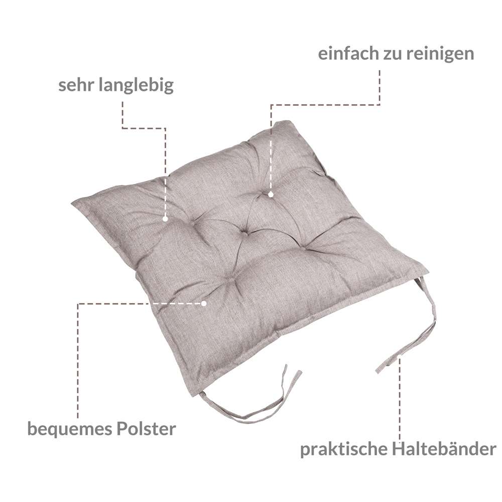 Casaria Detex® Sitzkissen 4er-Set Creme meliert 40x40x8cm