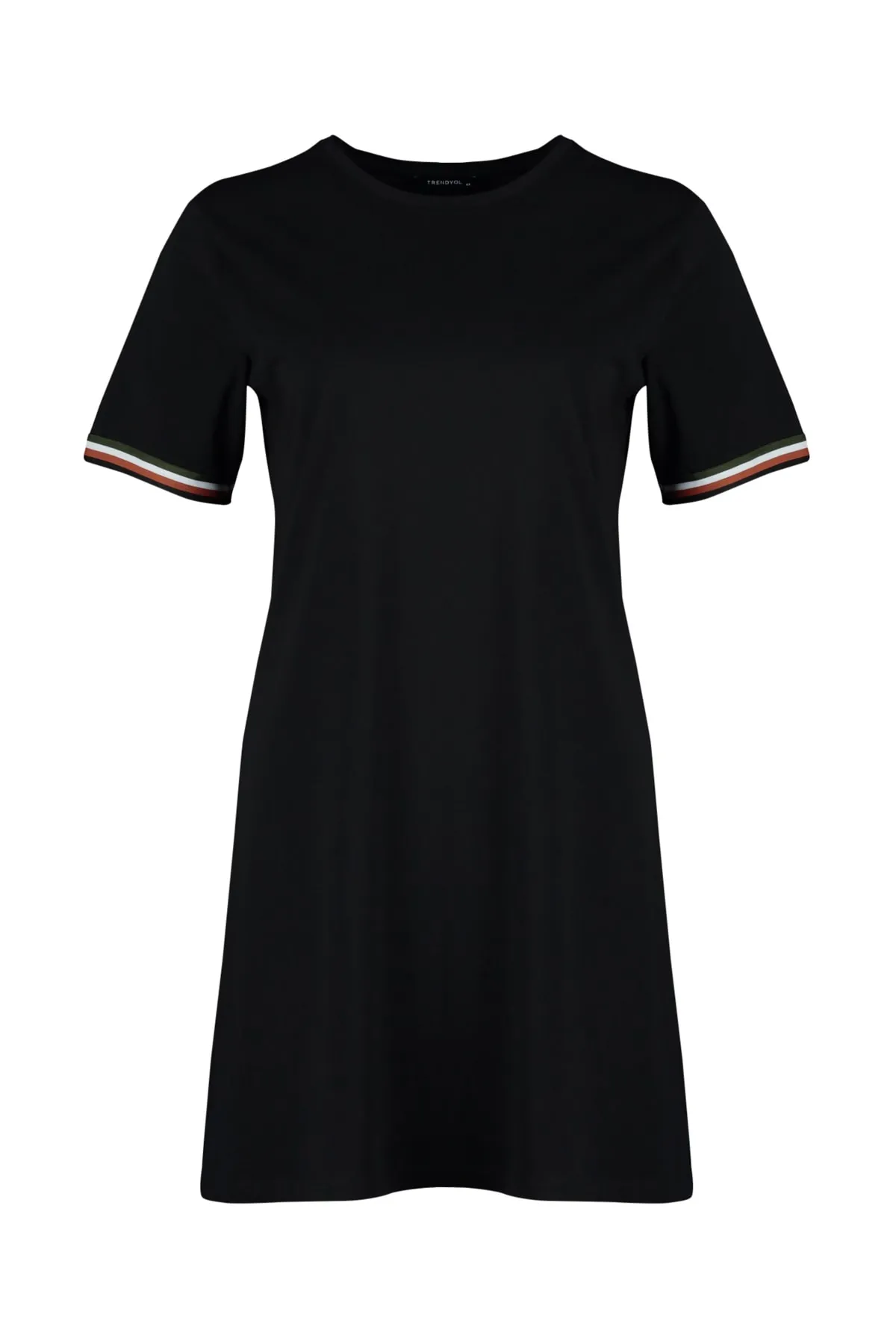 Trendyol Curve  Schwarzes gestricktes T-Shirt-Kleid mit Rundhalsausschnitt TBSSS22EL1591