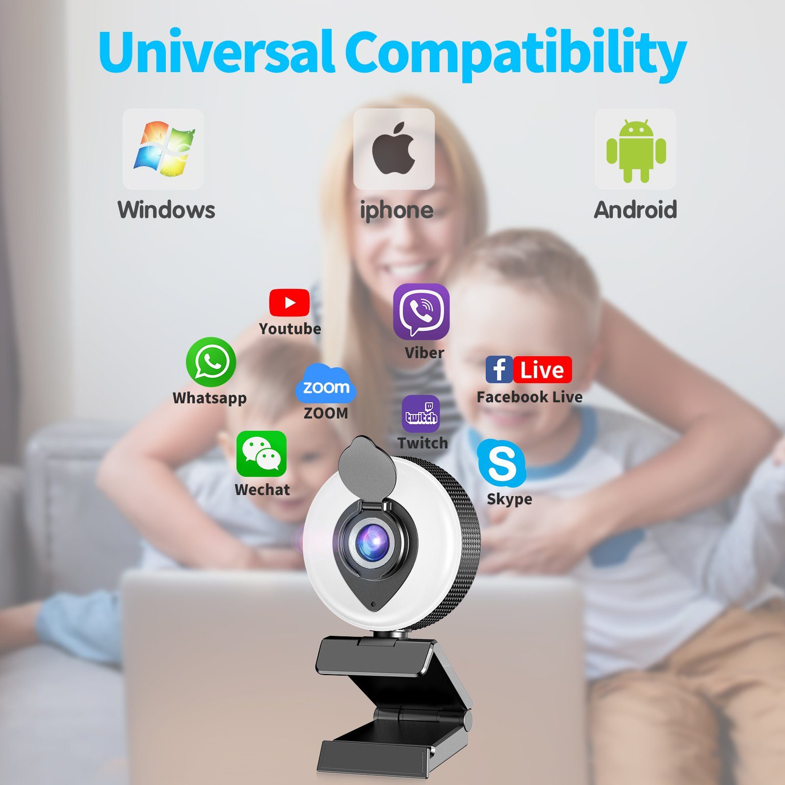 Tisoutec Webcam und Stativ,PC Mac Laptop Desktop Webcam