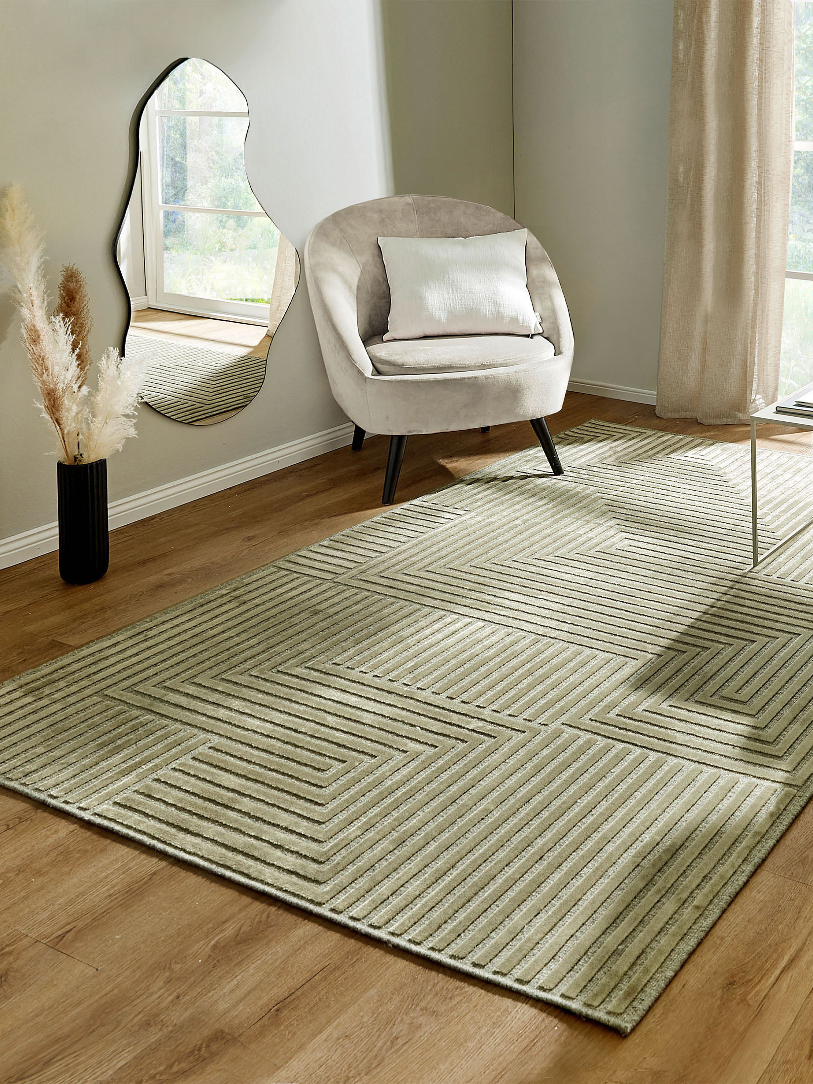 Clifton Moderner Teppich, Olive