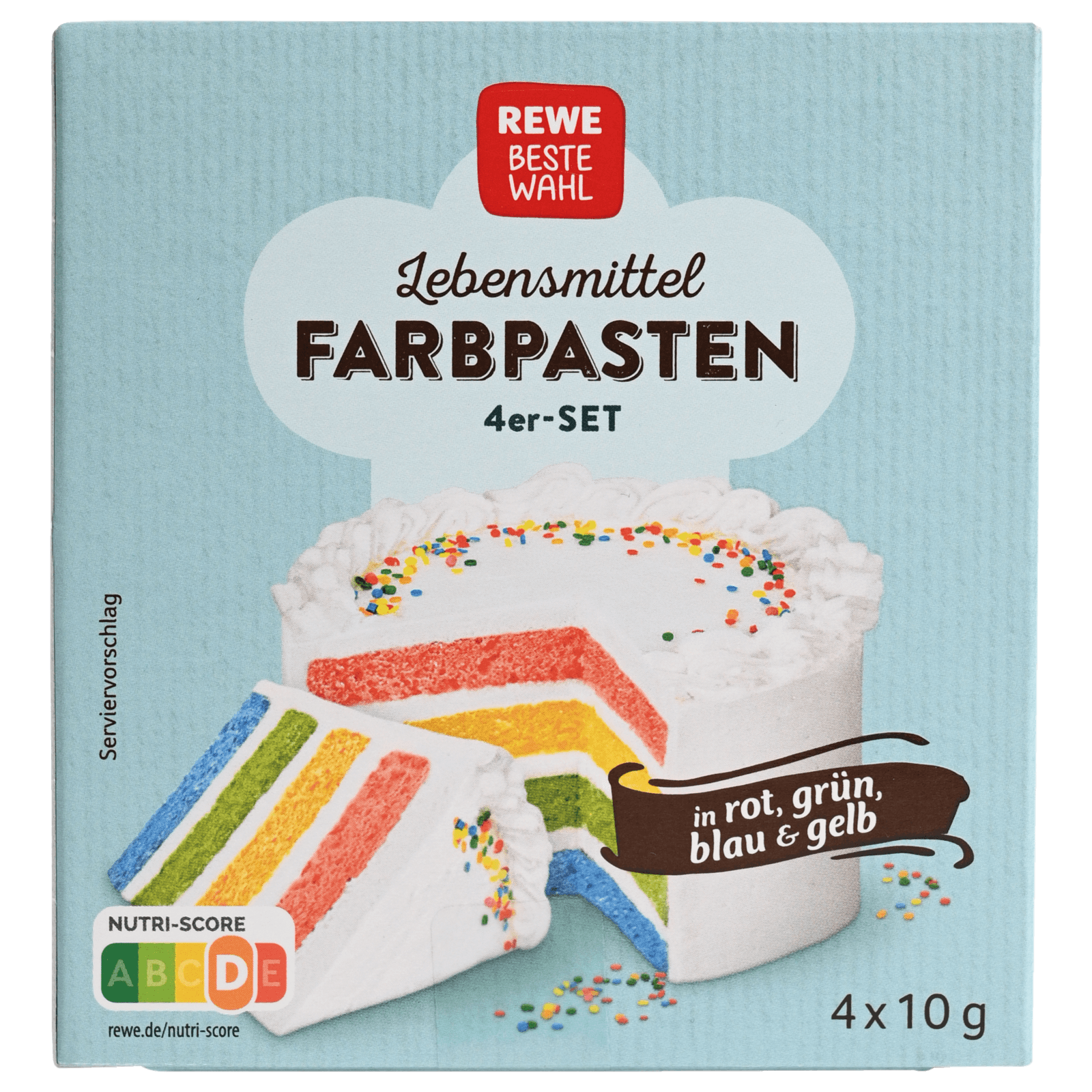 REWE Beste Wahl Lebensmittel Farbpasten in rot, grün, gelb & blau 4x10g