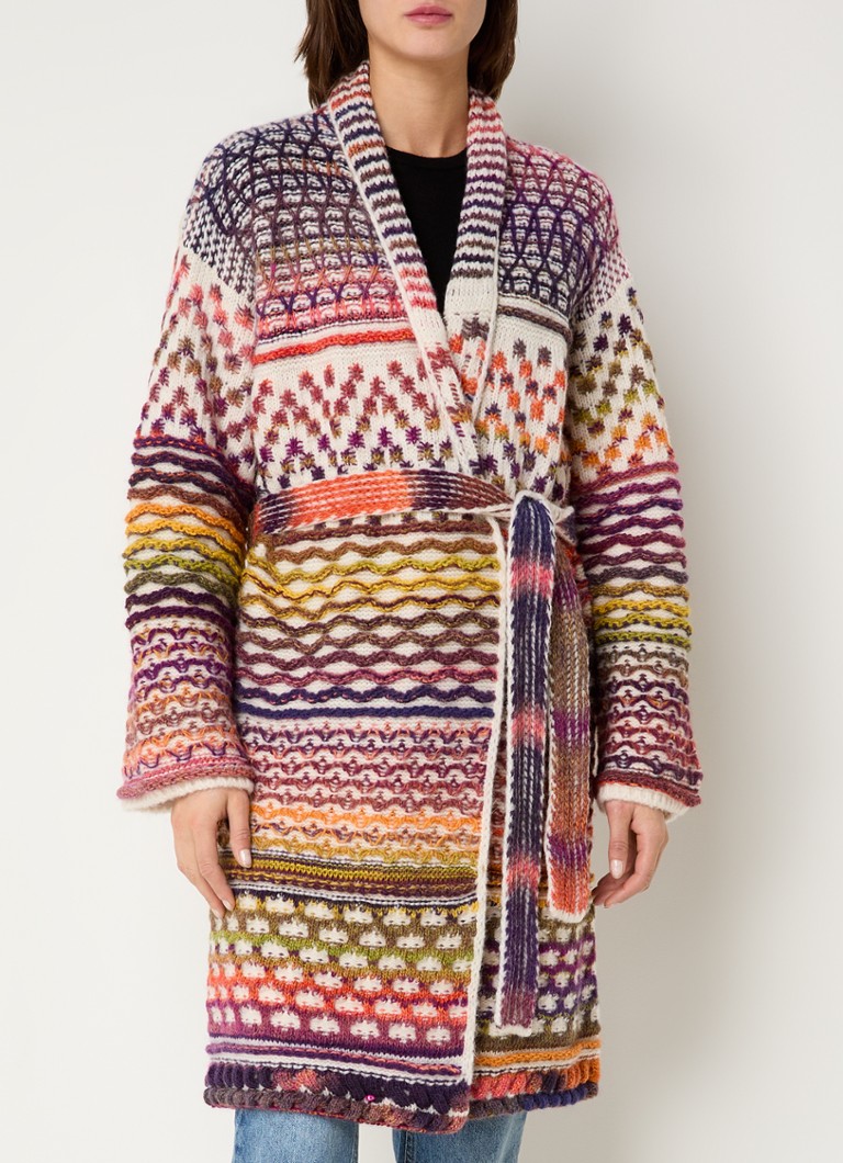 Benetton  Grofgebreid vest in wolblend met strikceintuur