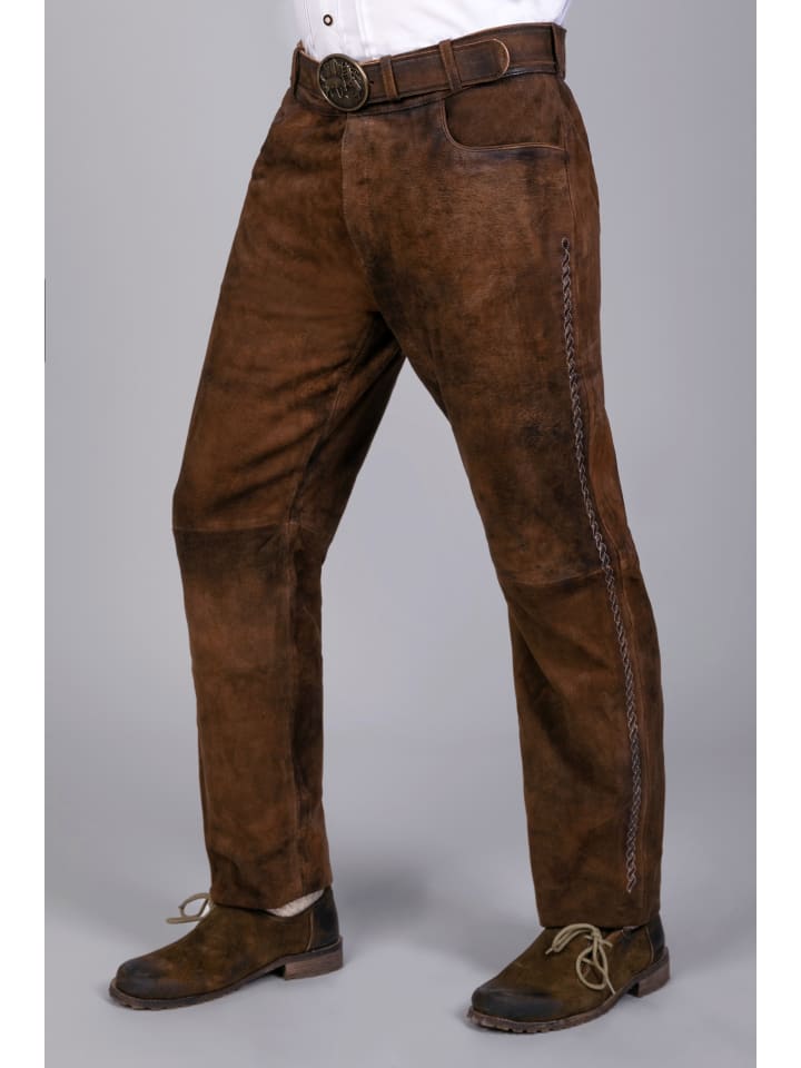 Edelnice Lederhose in dunkelbraun günstig kaufen