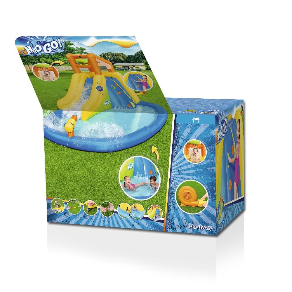 Bestway H2OGO!™ Wasserpark mit Dauergebläse „Mount Splashmore“ 5-10 Jahre 435 x 286 x 267 cm