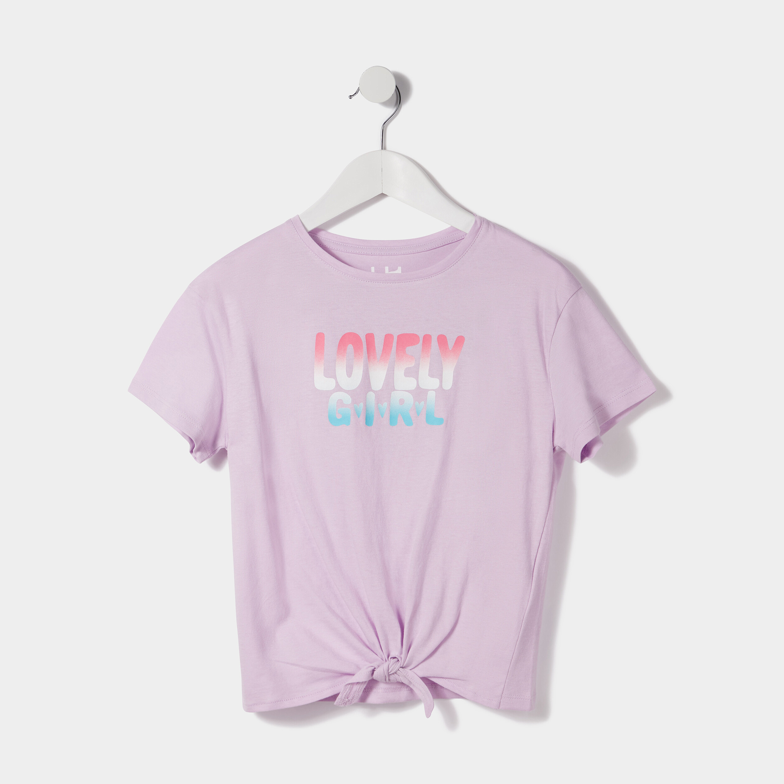 T-shirt manches courtes noué parme fille | La Halle