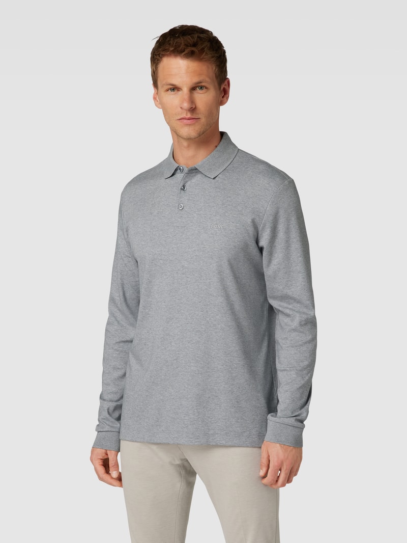 Poloshirt mit Label-Detail Modell 'PADO' in hellgrau