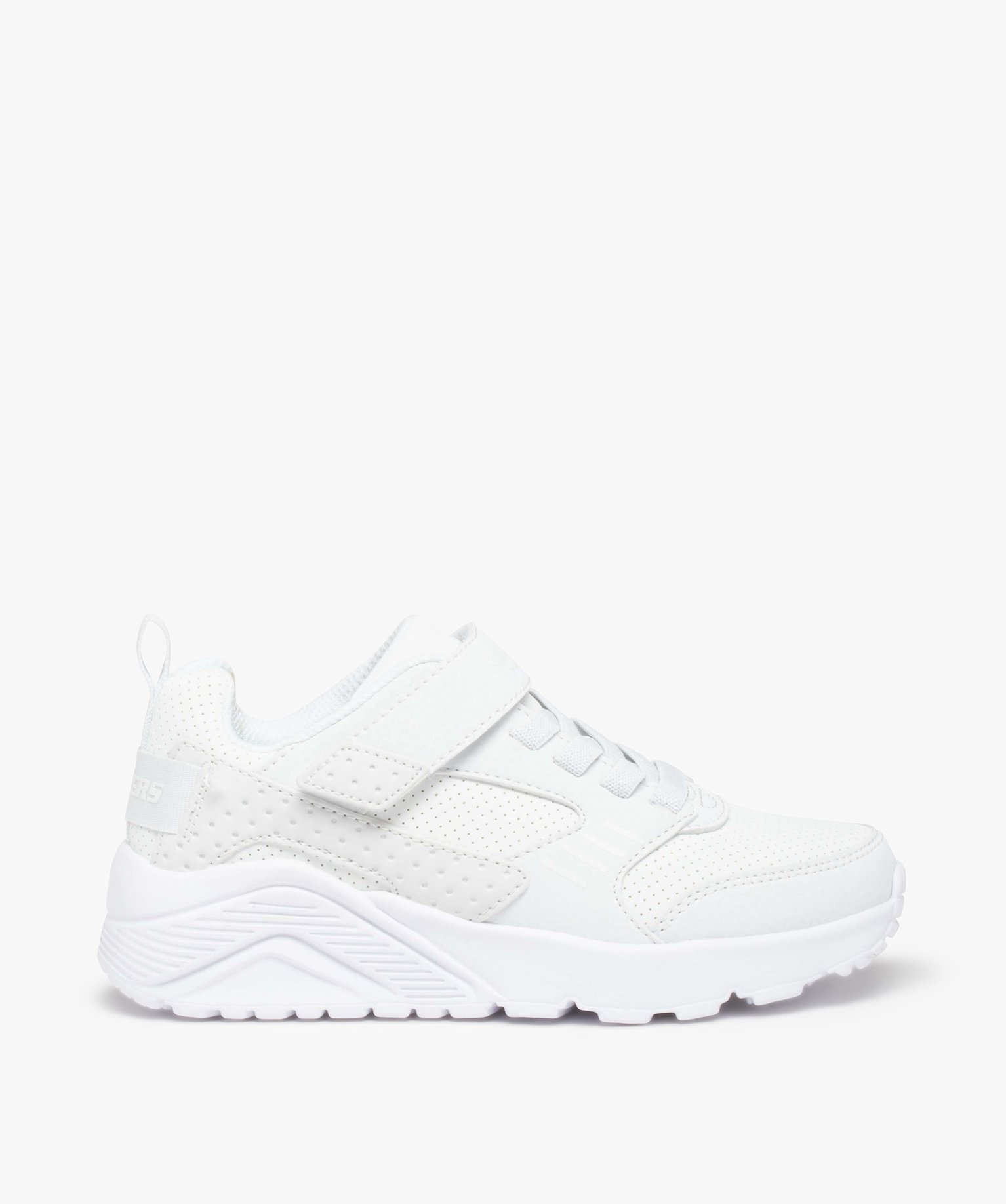 Baskets Garçon unies à lacets et scratch - Skechers blanc | GEMO
