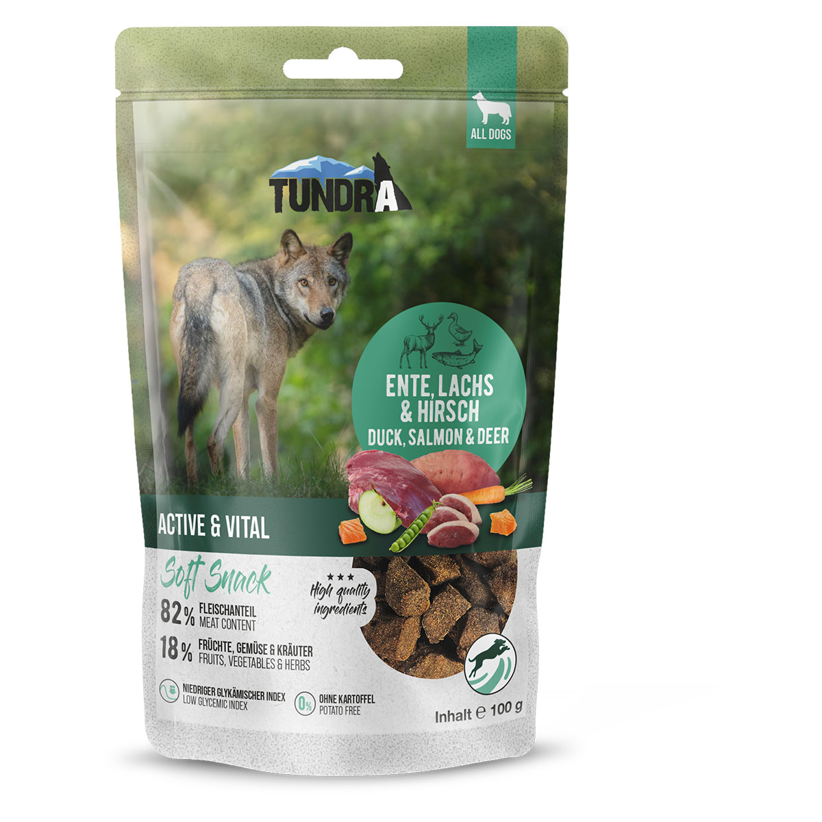 Tundra Dog Snack Active & Vital Ente, Lachs & Hirsch bei ZooRoyal