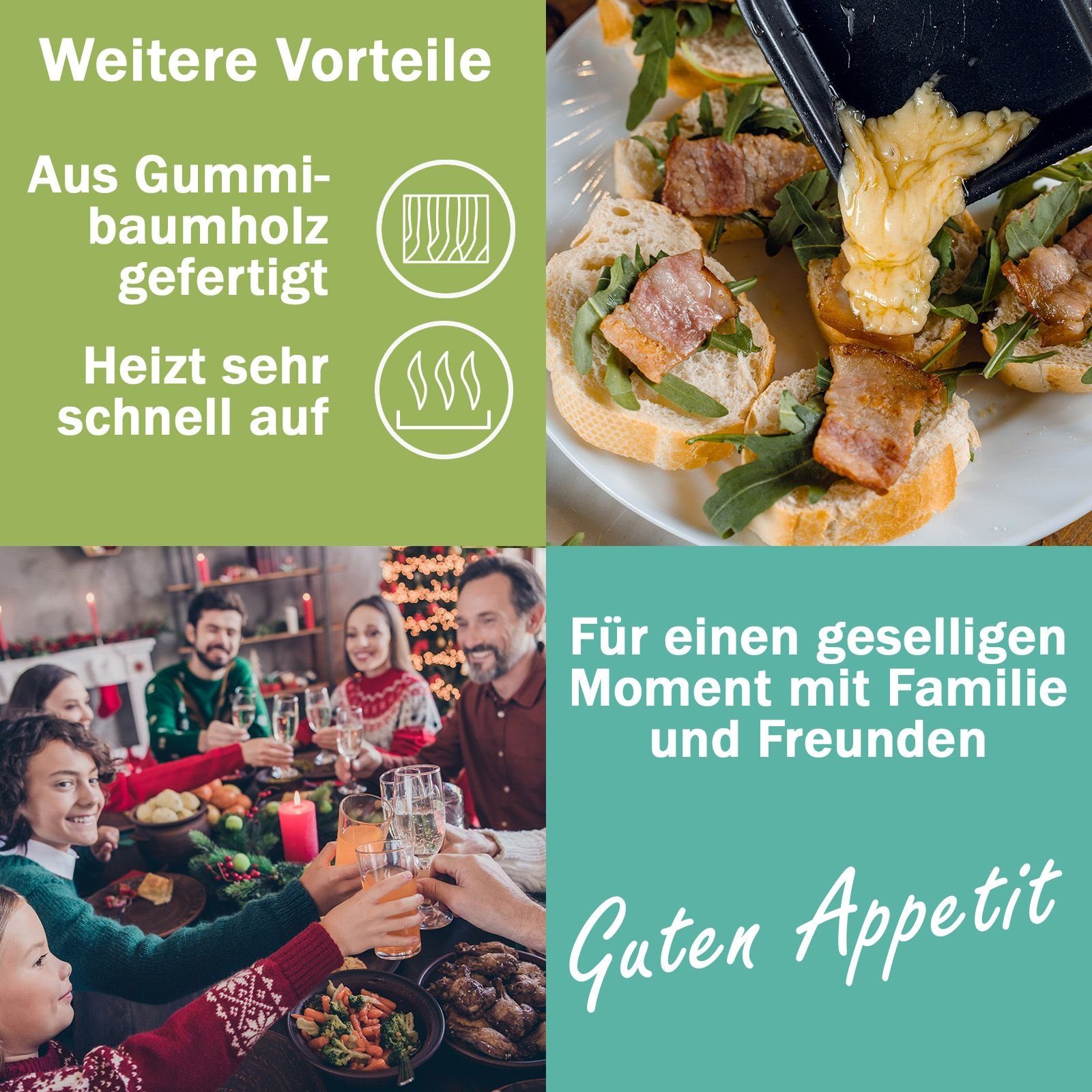 bmf-versand Raclette Raclette 2 Personen Tischgrill Elektrogrill Heißer Stein, 2 Raclettepfännchen, 350,00 W