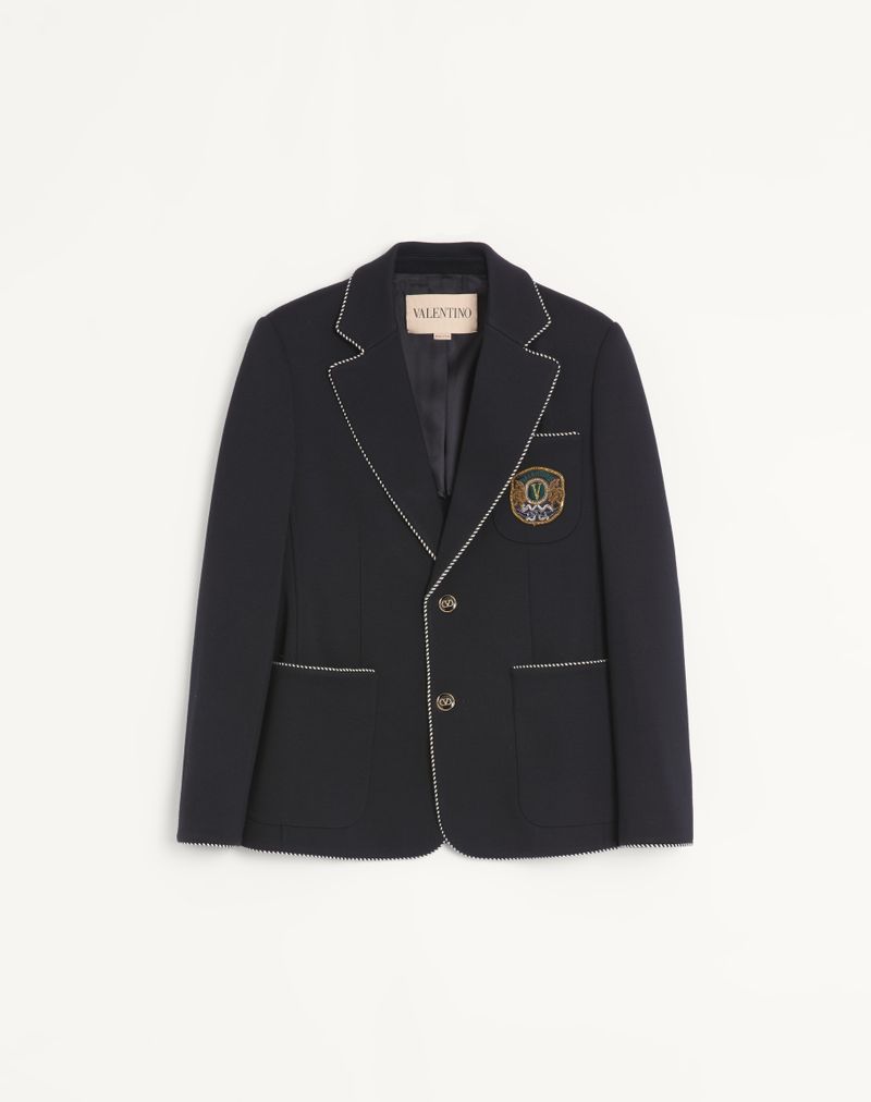 Valentino wollen jas met enkele rij knopen en Valentino-patch