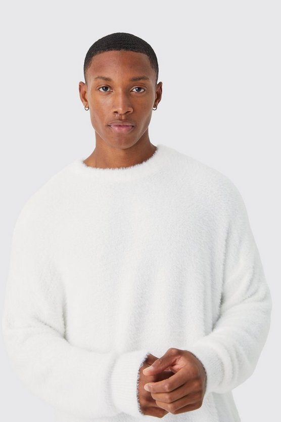 Flauschiger Oversize Rundhals-Pullover
